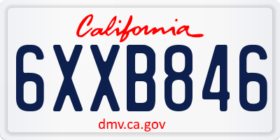 CA license plate 6XXB846