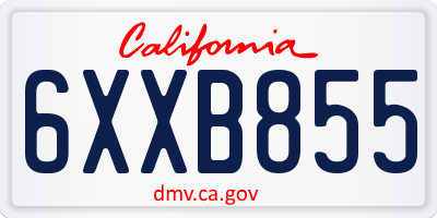 CA license plate 6XXB855