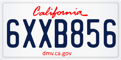 CA license plate 6XXB856