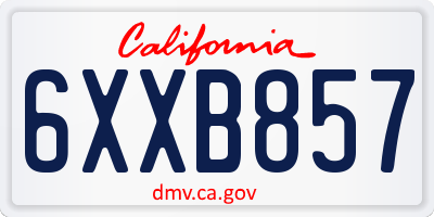 CA license plate 6XXB857