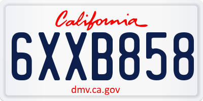 CA license plate 6XXB858