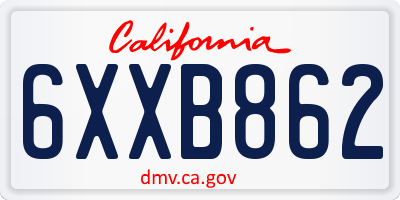 CA license plate 6XXB862