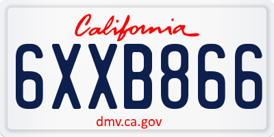 CA license plate 6XXB866