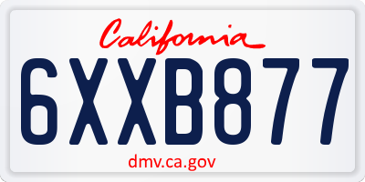 CA license plate 6XXB877