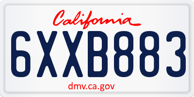 CA license plate 6XXB883