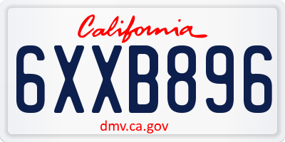 CA license plate 6XXB896