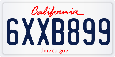 CA license plate 6XXB899