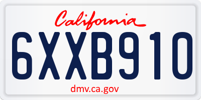 CA license plate 6XXB910