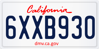 CA license plate 6XXB930