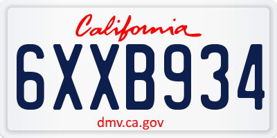 CA license plate 6XXB934