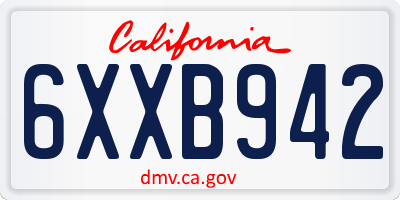CA license plate 6XXB942