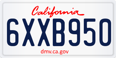 CA license plate 6XXB950