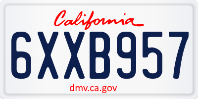 CA license plate 6XXB957