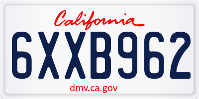 CA license plate 6XXB962