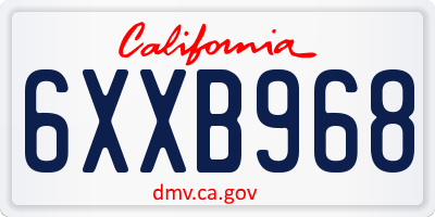 CA license plate 6XXB968