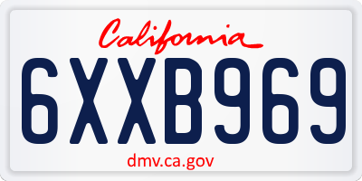 CA license plate 6XXB969