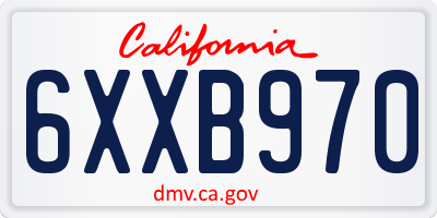 CA license plate 6XXB970