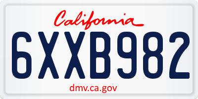 CA license plate 6XXB982