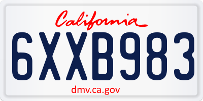 CA license plate 6XXB983