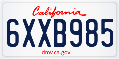 CA license plate 6XXB985