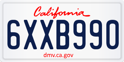 CA license plate 6XXB990