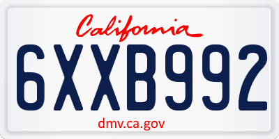 CA license plate 6XXB992