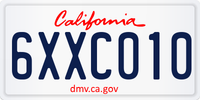 CA license plate 6XXC010