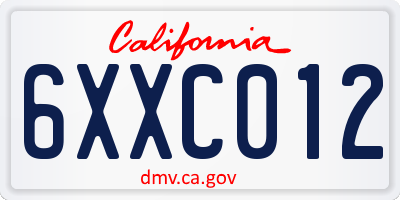 CA license plate 6XXC012