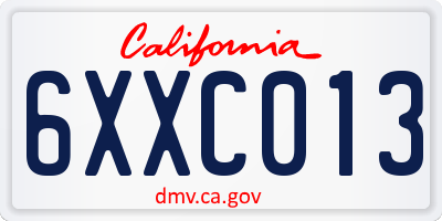 CA license plate 6XXC013