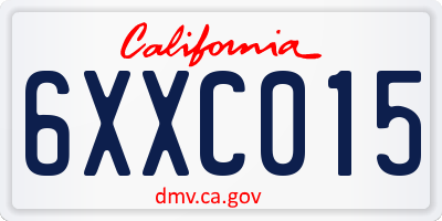 CA license plate 6XXC015
