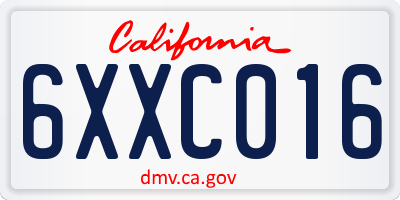 CA license plate 6XXC016