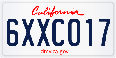 CA license plate 6XXC017