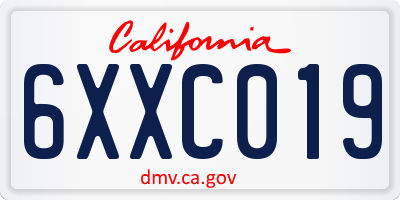 CA license plate 6XXC019