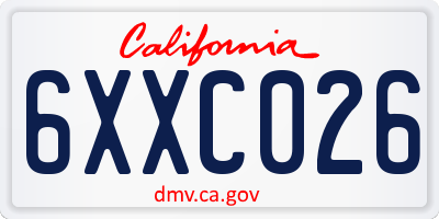 CA license plate 6XXC026