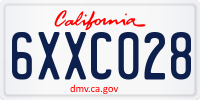 CA license plate 6XXC028