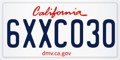 CA license plate 6XXC030