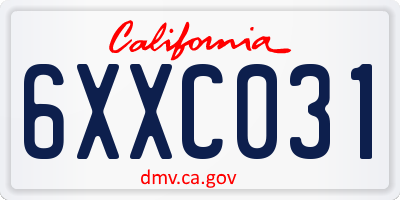 CA license plate 6XXC031