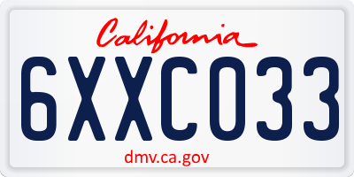CA license plate 6XXC033