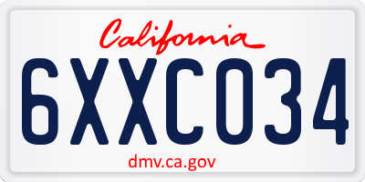 CA license plate 6XXC034