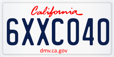 CA license plate 6XXC040