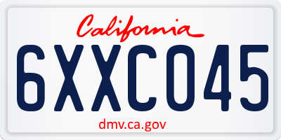 CA license plate 6XXC045