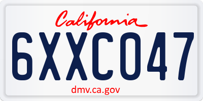 CA license plate 6XXC047
