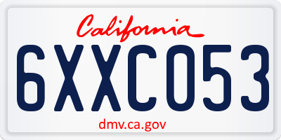 CA license plate 6XXC053
