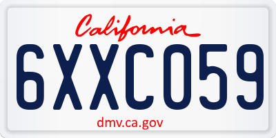 CA license plate 6XXC059