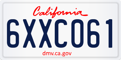 CA license plate 6XXC061