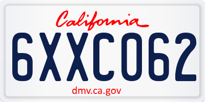 CA license plate 6XXC062