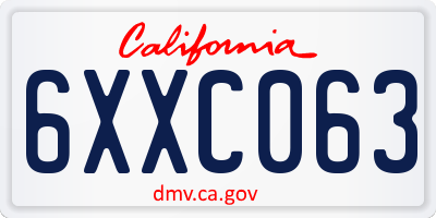 CA license plate 6XXC063
