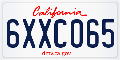CA license plate 6XXC065