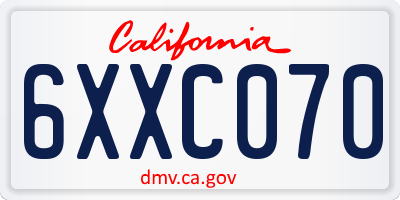 CA license plate 6XXC070