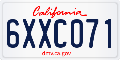 CA license plate 6XXC071